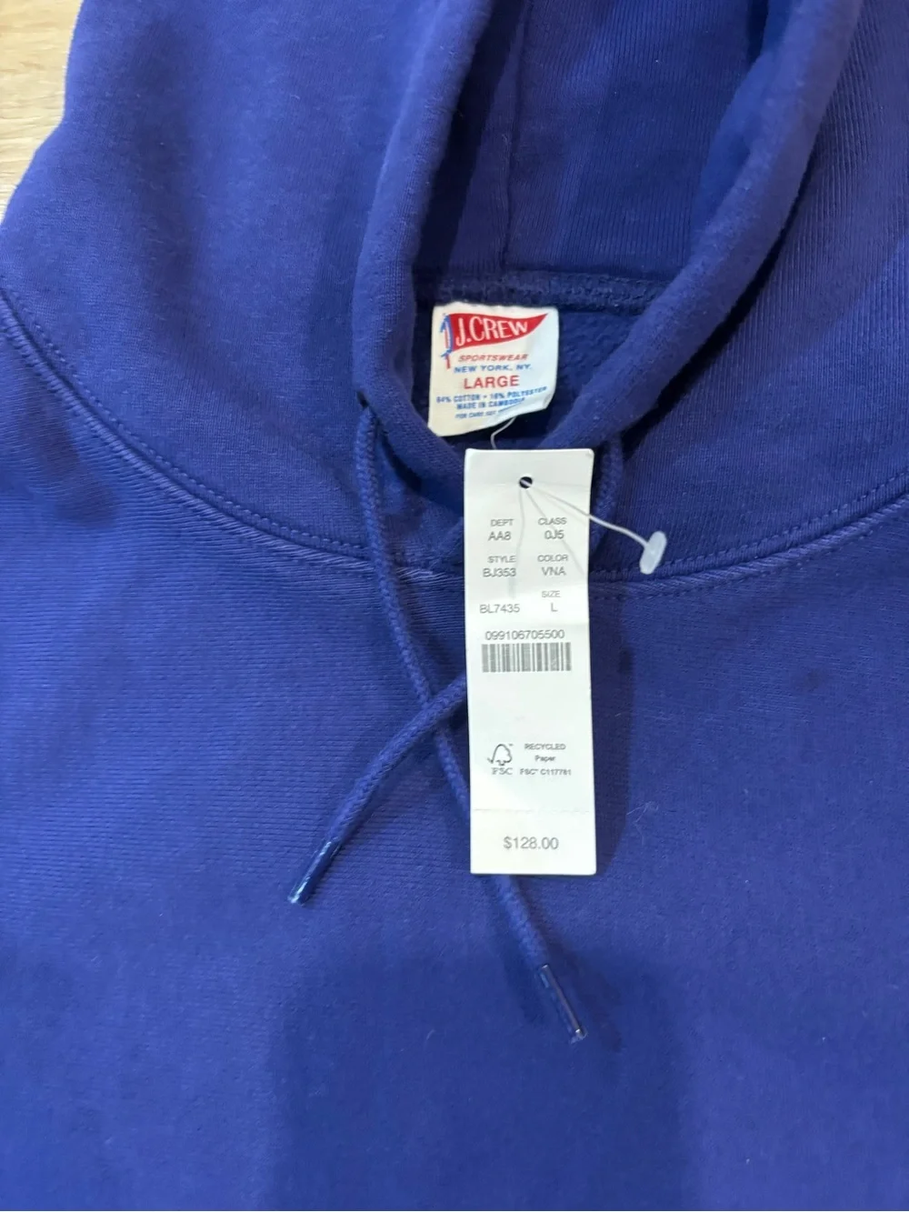 J.Crew Sportswear Heritage Heavyweight 14 oz Fleece Hoodie Sweatshirt Preppy